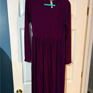 Zenana Outfitters Plum Long Sleeve Dress